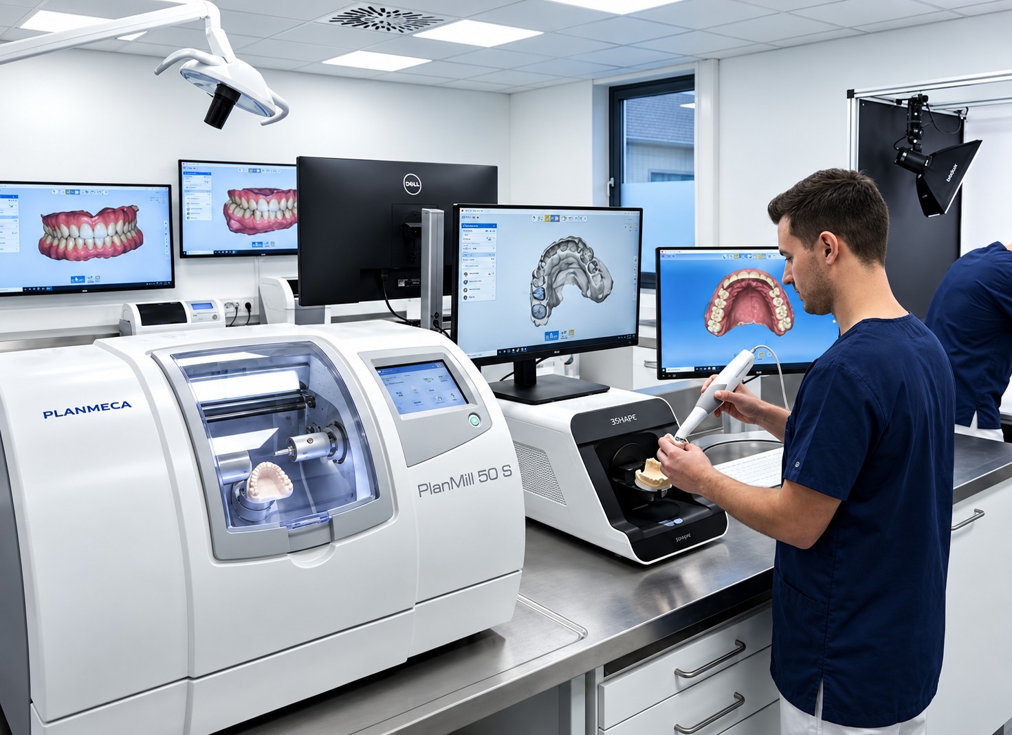 Digital dental workflow for a dental prosthetic lab in California using CAD/CAM restoration design.