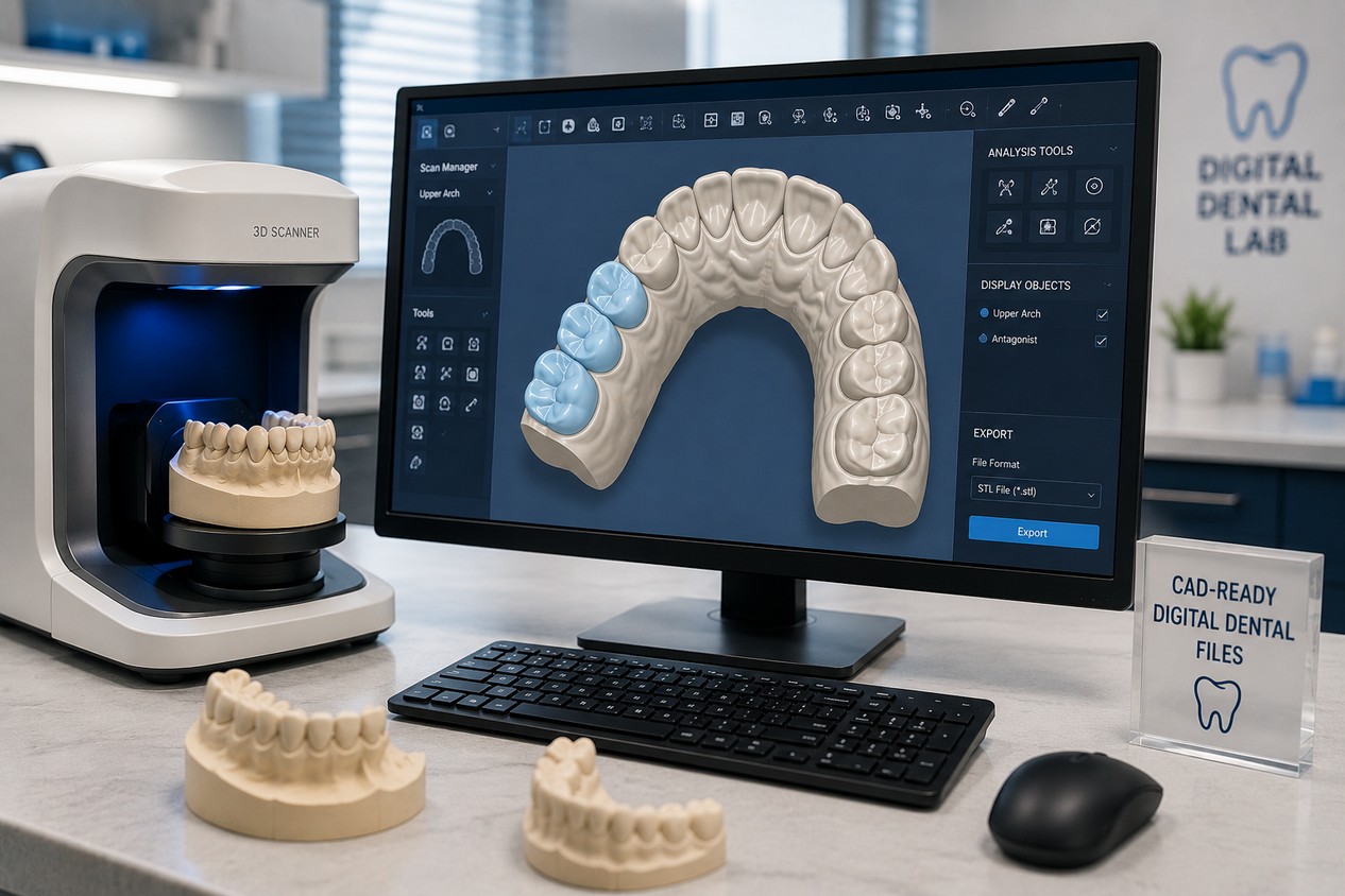 Dental scan conversion in California for CAD-ready digital dental files.