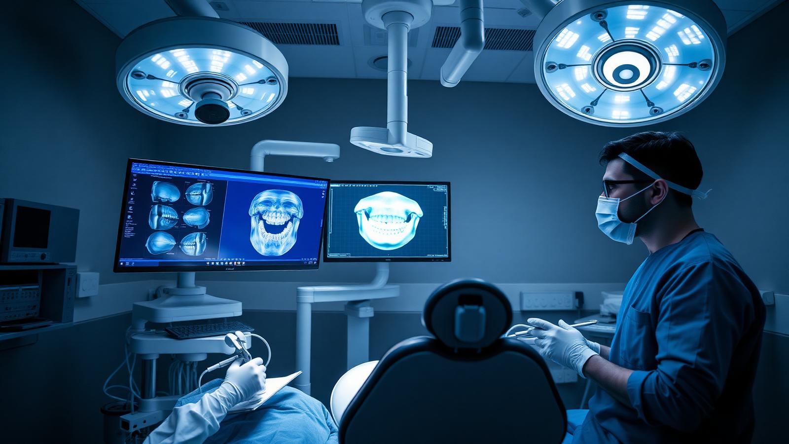 Clinician planning a same-day full-arch immediate-load implant case on 3D digital planning software