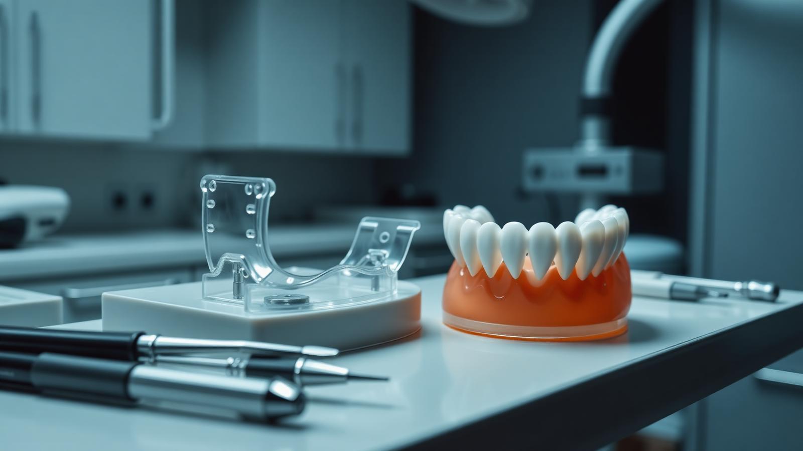 Milled surgical guide and pre-modeled full-arch provisional prosthesis ready for a same-day implant case